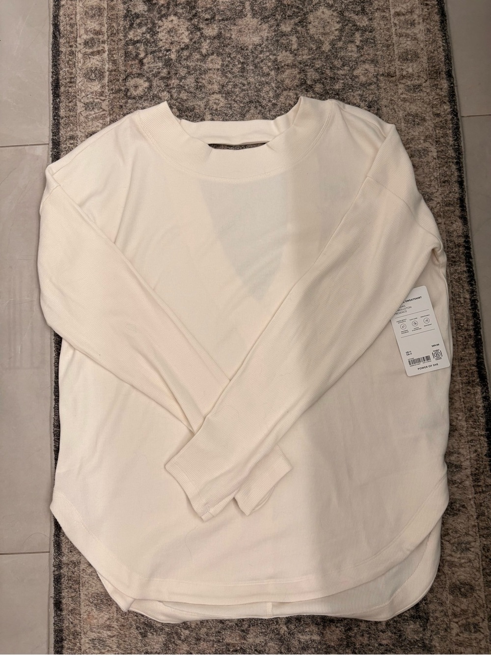 Athleta Ivory Long Sleeve Presence Sweatshirt